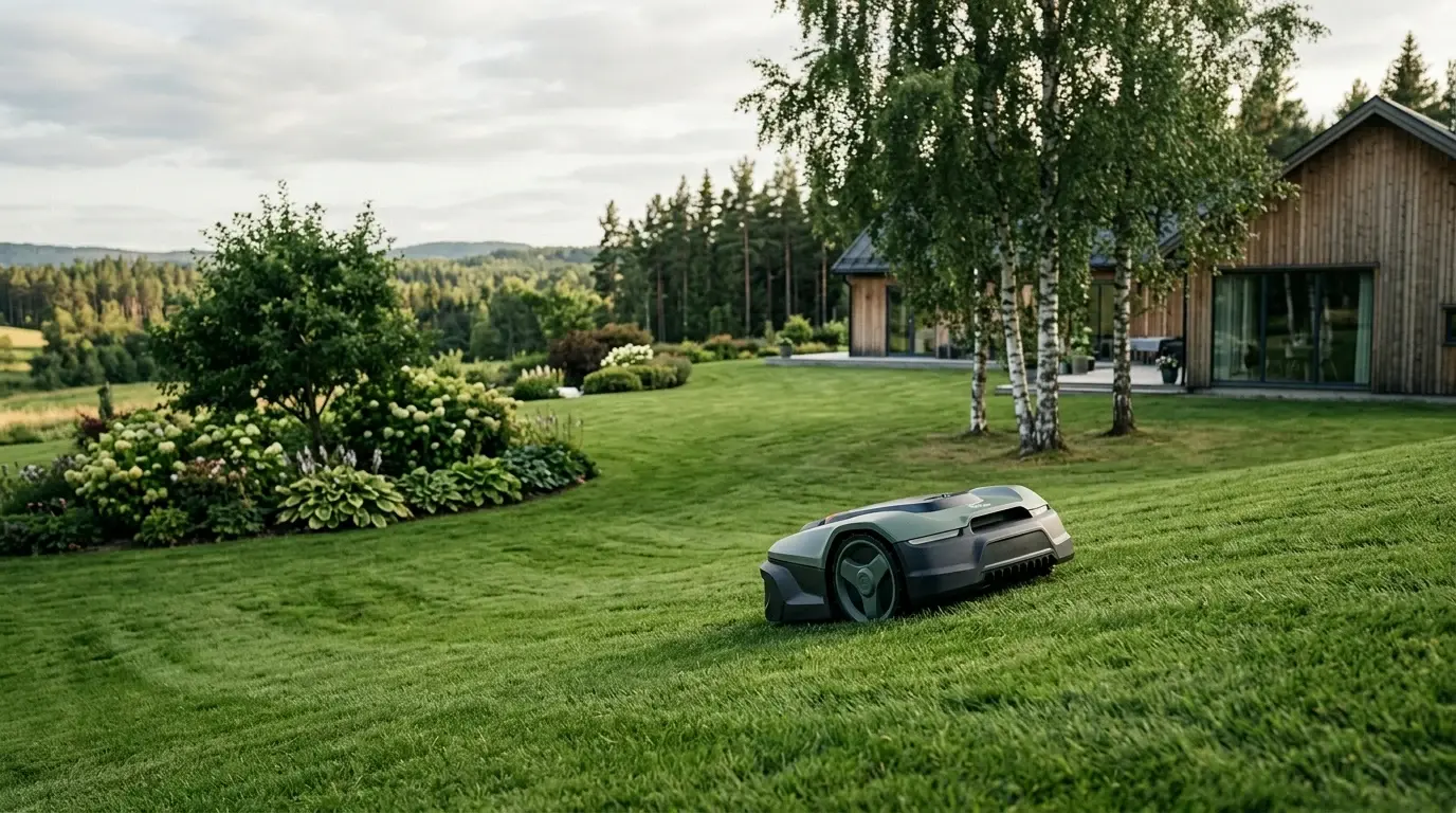 Robotgräsklippare stor trädgård illustrerad inom robotgräsklippare på Robotgräsklippartest.se