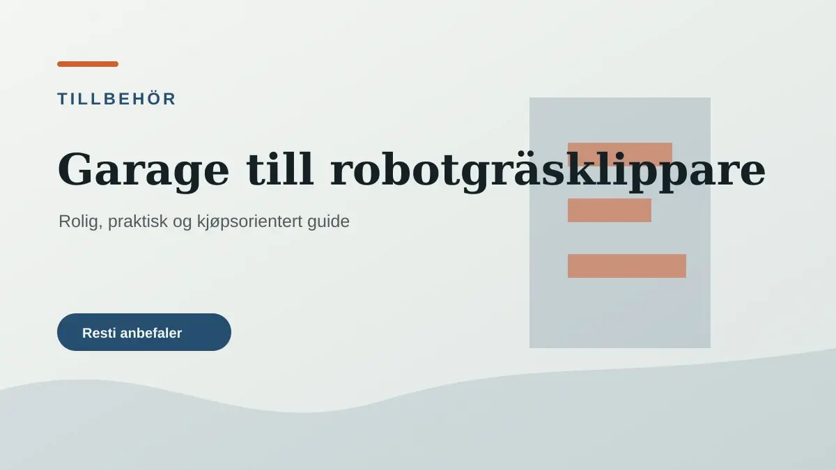 Garage till robotgräsklippare illustrert som tillbehör hos Robotgräsklippartest.se